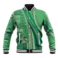 Pasifika Women's Day - Samoa Siapo Malu Tattoo Inspired Baseball Jacket Jade LT7 Unisex Jade - Polynesian Pride