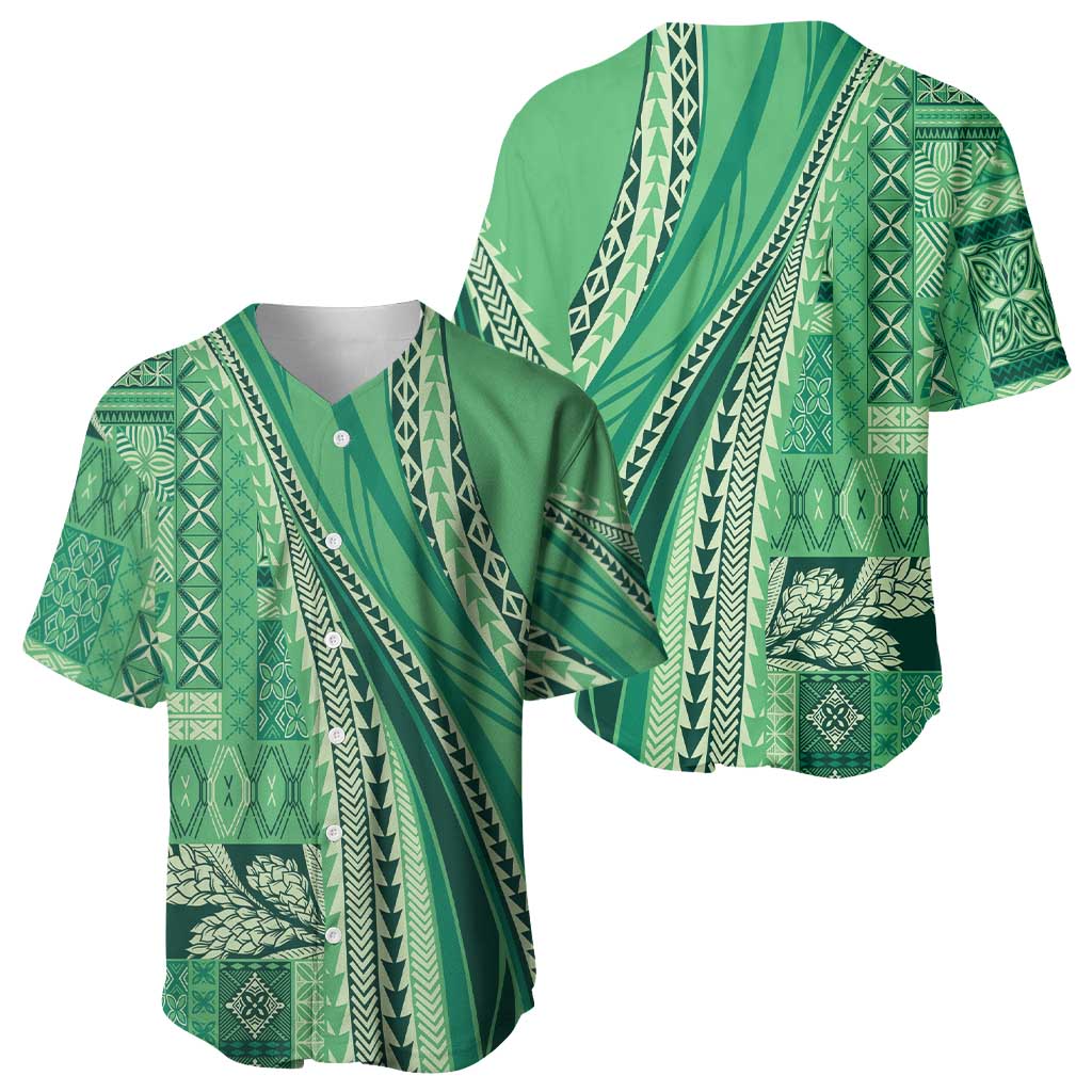 Pasifika Women's Day - Samoa Siapo Malu Tattoo Inspired Baseball Jersey Jade LT7 - Polynesian Pride
