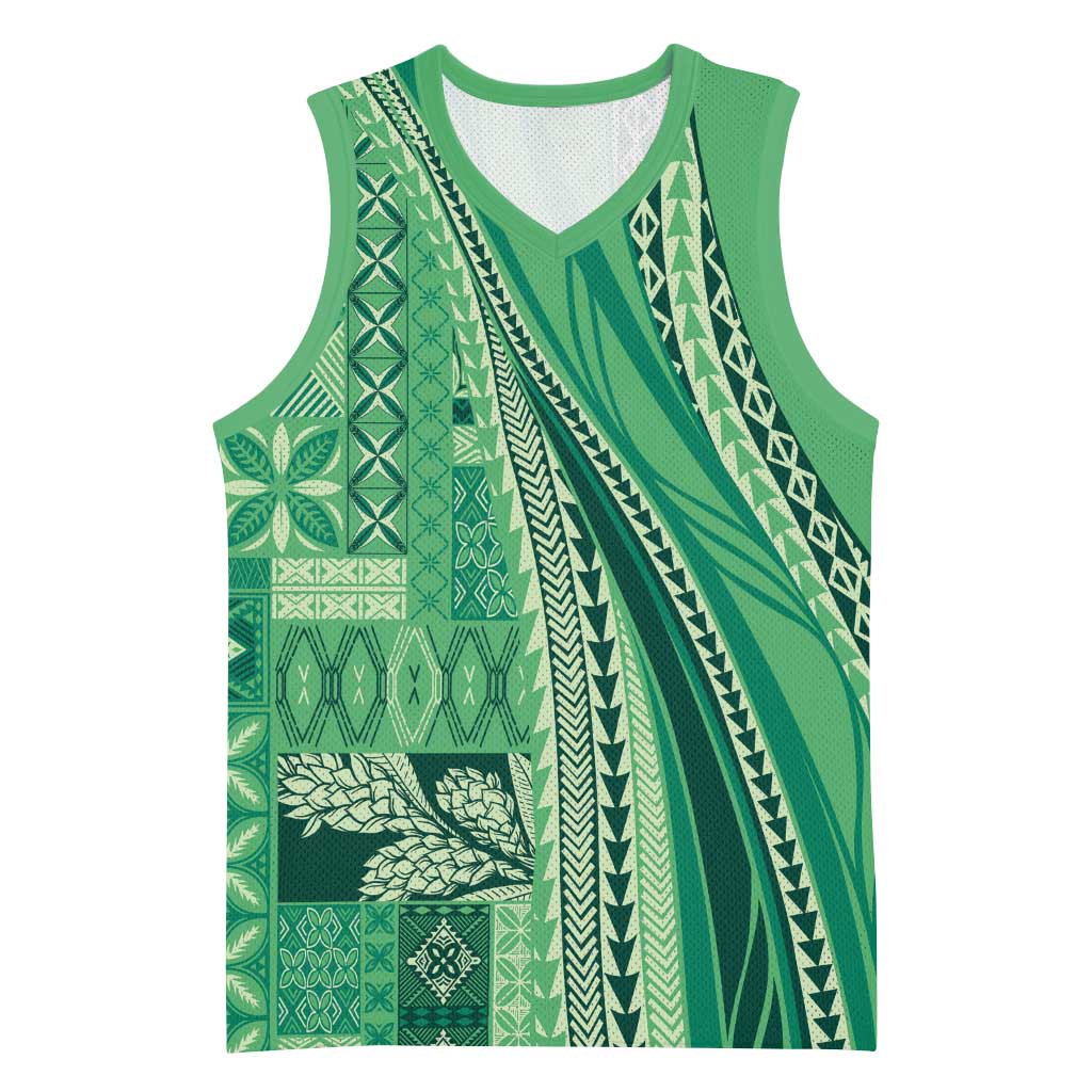 Pasifika Women's Day - Samoa Siapo Malu Tattoo Inspired Basketball Jersey Jade LT7 Unisex Jade - Polynesian Pride