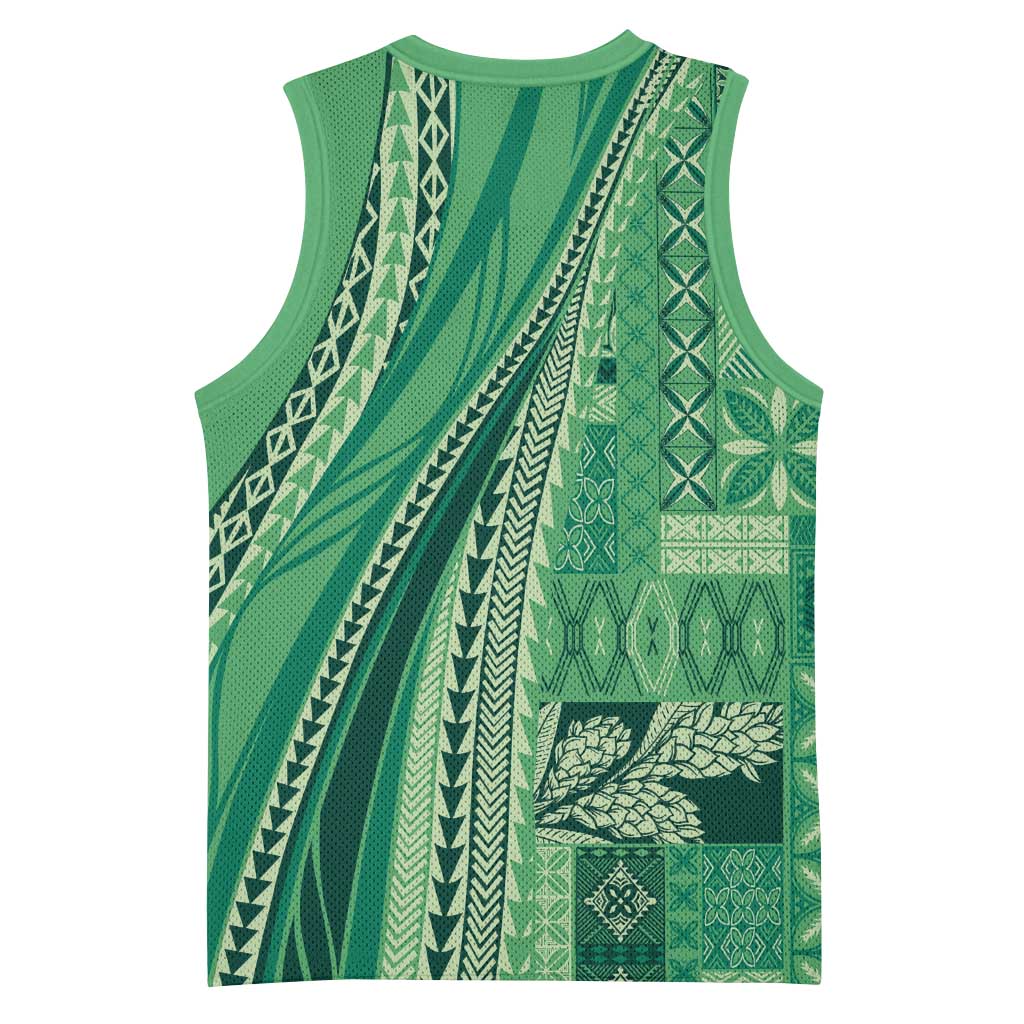 Pasifika Women's Day - Samoa Siapo Malu Tattoo Inspired Basketball Jersey Jade LT7 - Polynesian Pride