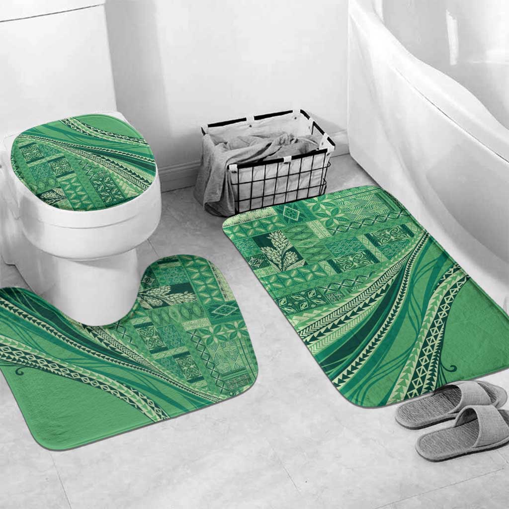 Pasifika Women's Day - Samoa Siapo Malu Tattoo Inspired Bathroom Set Jade LT7 Mat Set Only (3 pcs) One Size Jade - Polynesian Pride