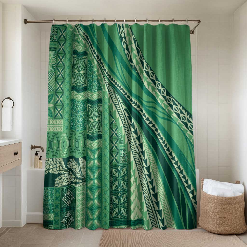 Pasifika Women's Day - Samoa Siapo Malu Tattoo Inspired Bathroom Set Jade LT7 Shower Curtain Only Jade - Polynesian Pride