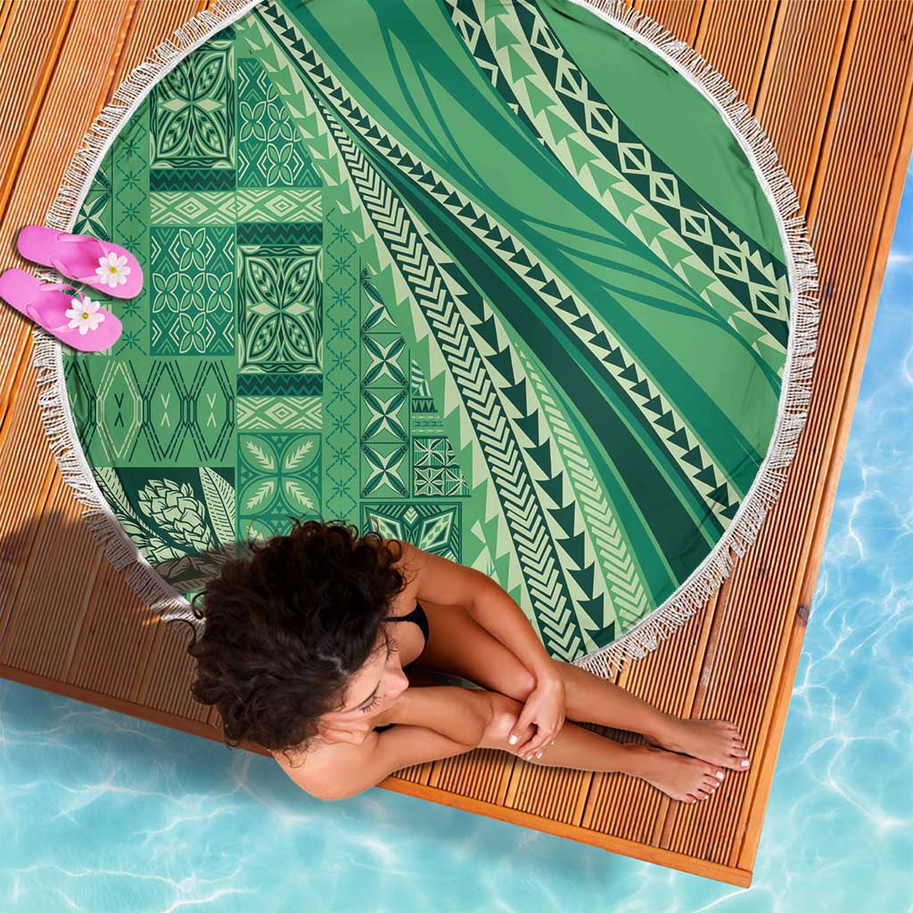 Pasifika Women's Day - Samoa Siapo Malu Tattoo Inspired Beach Blanket Jade LT7 - Polynesian Pride