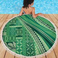 Pasifika Women's Day - Samoa Siapo Malu Tattoo Inspired Beach Blanket Jade LT7 - Polynesian Pride