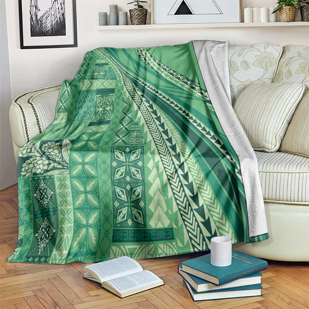 Pasifika Women's Day - Samoa Siapo Malu Tattoo Inspired Blanket Jade LT7 Jade - Polynesian Pride
