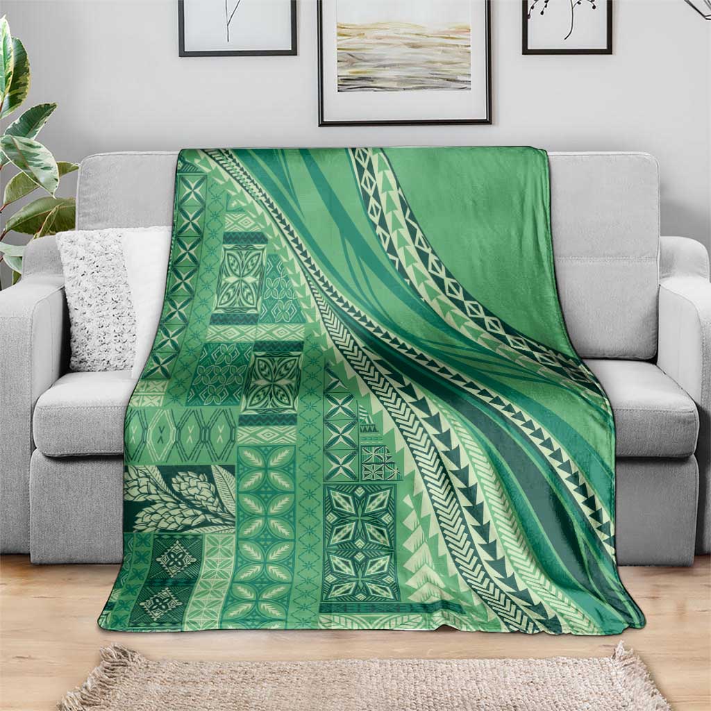 Pasifika Women's Day - Samoa Siapo Malu Tattoo Inspired Blanket Jade LT7 - Polynesian Pride