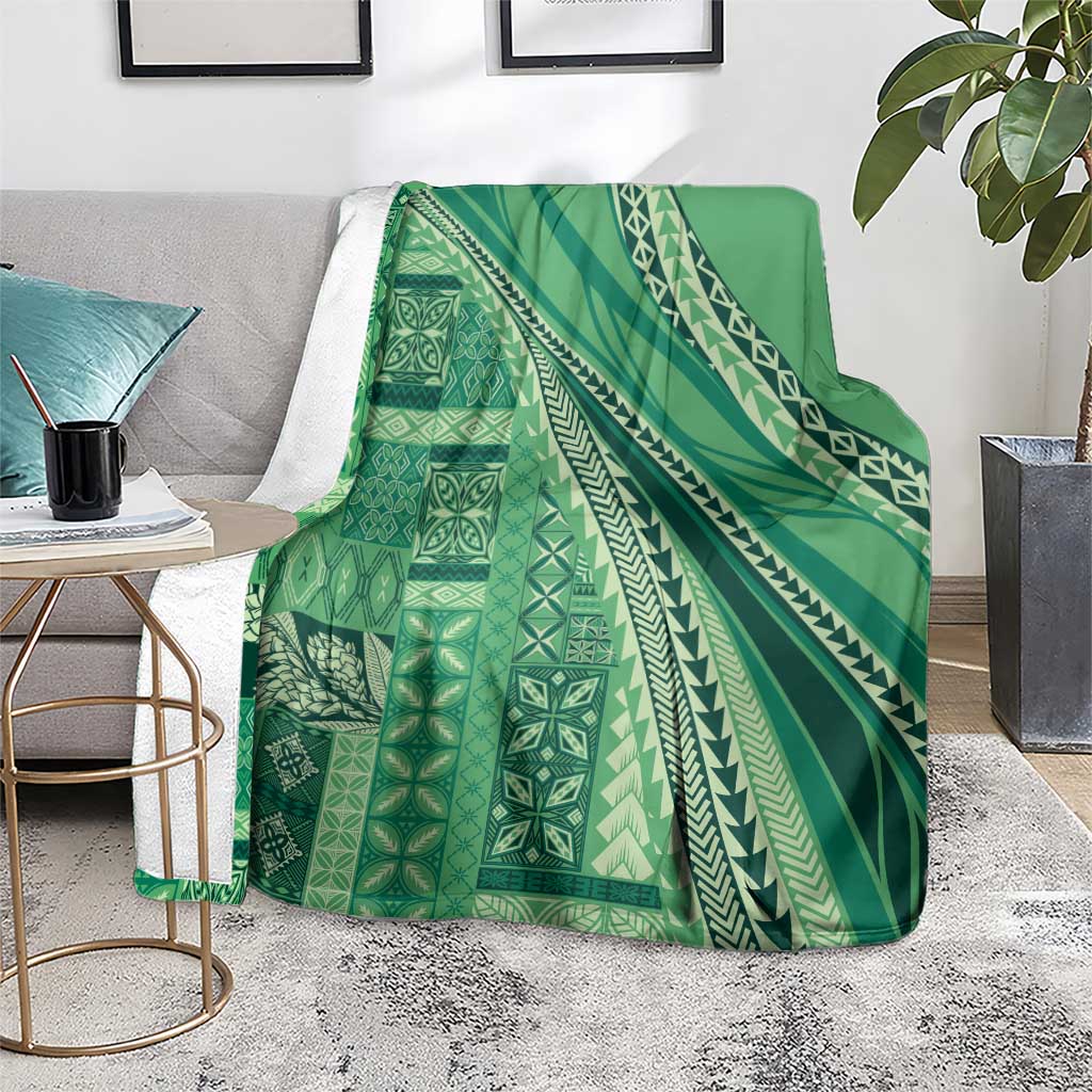 Pasifika Women's Day - Samoa Siapo Malu Tattoo Inspired Blanket Jade LT7 - Polynesian Pride