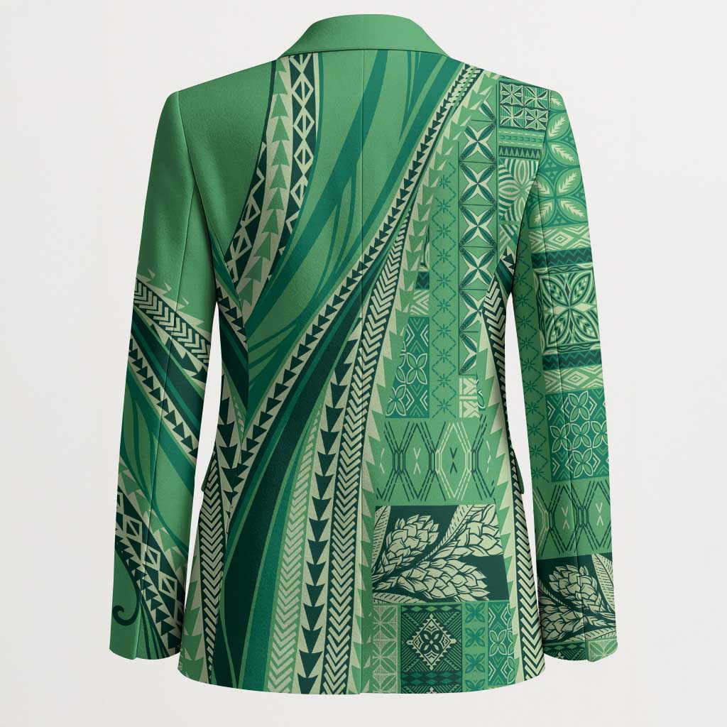Pasifika Women's Day - Samoa Siapo Malu Tattoo Inspired Blazer Jade LT7 - Polynesian Pride