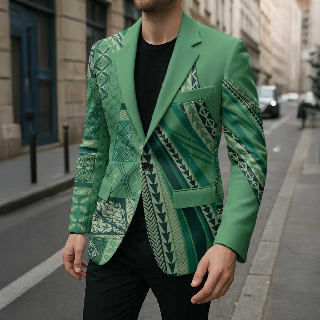 Pasifika Women's Day - Samoa Siapo Malu Tattoo Inspired Blazer Jade LT7 - Polynesian Pride