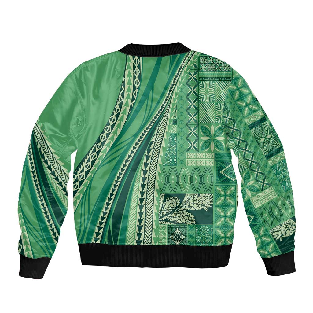 Pasifika Women's Day - Samoa Siapo Malu Tattoo Inspired Bomber Jacket Jade LT7 - Polynesian Pride