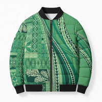 Pasifika Women's Day - Samoa Siapo Malu Tattoo Inspired Bomber Puffer Jacket Jade LT7 Unisex Jade - Polynesian Pride