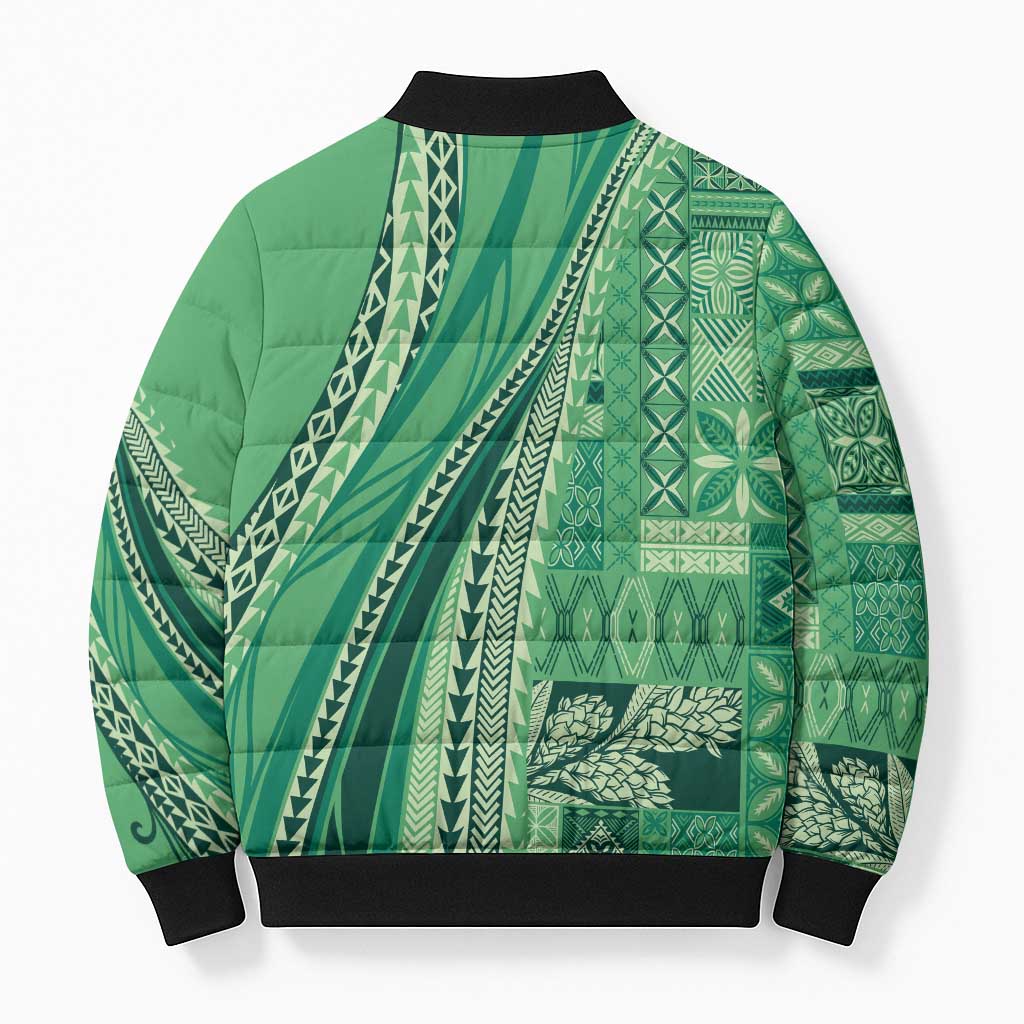 Pasifika Women's Day - Samoa Siapo Malu Tattoo Inspired Bomber Puffer Jacket Jade LT7 - Polynesian Pride