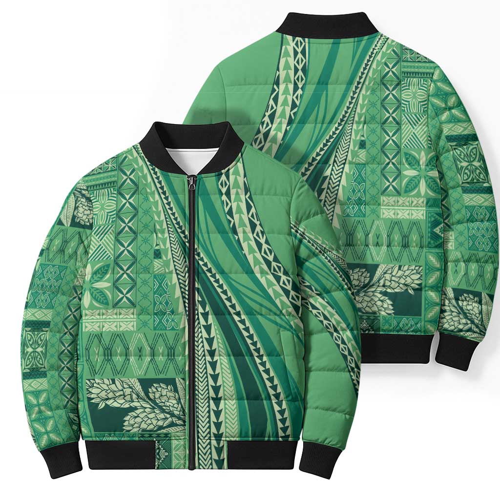 Pasifika Women's Day - Samoa Siapo Malu Tattoo Inspired Bomber Puffer Jacket Jade LT7 - Polynesian Pride