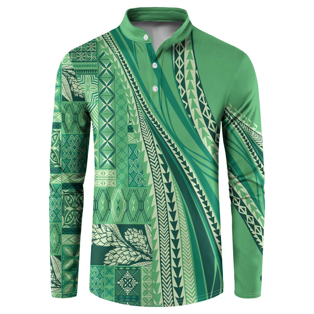 Pasifika Women's Day - Samoa Siapo Malu Tattoo Inspired Button Sweatshirt Jade LT7 Jade - Polynesian Pride