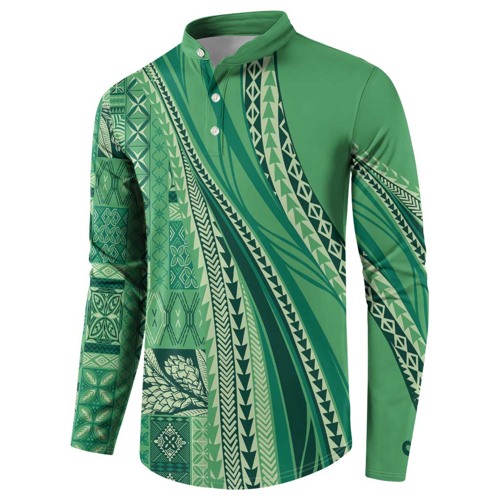 Pasifika Women's Day - Samoa Siapo Malu Tattoo Inspired Button Sweatshirt Jade LT7 - Polynesian Pride