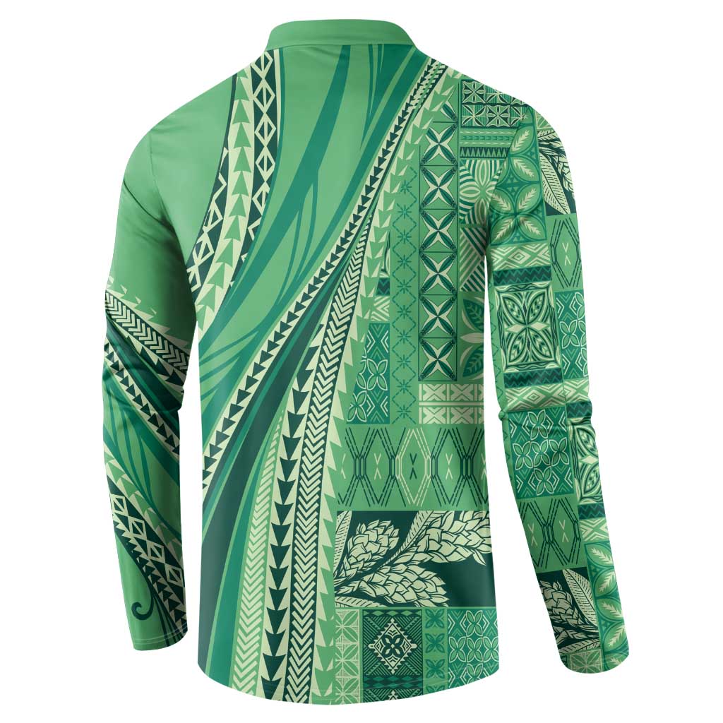 Pasifika Women's Day - Samoa Siapo Malu Tattoo Inspired Button Sweatshirt Jade LT7 - Polynesian Pride