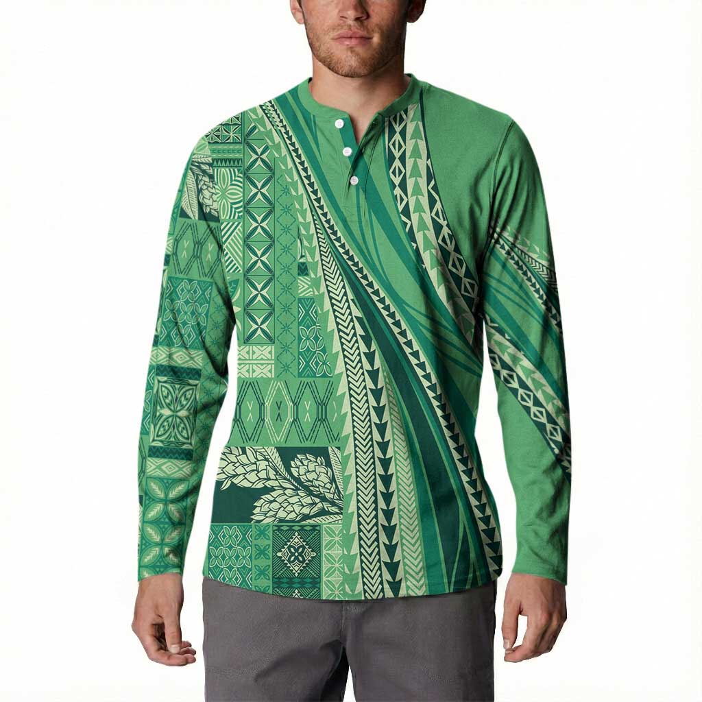Pasifika Women's Day - Samoa Siapo Malu Tattoo Inspired Button Sweatshirt Jade LT7 - Polynesian Pride