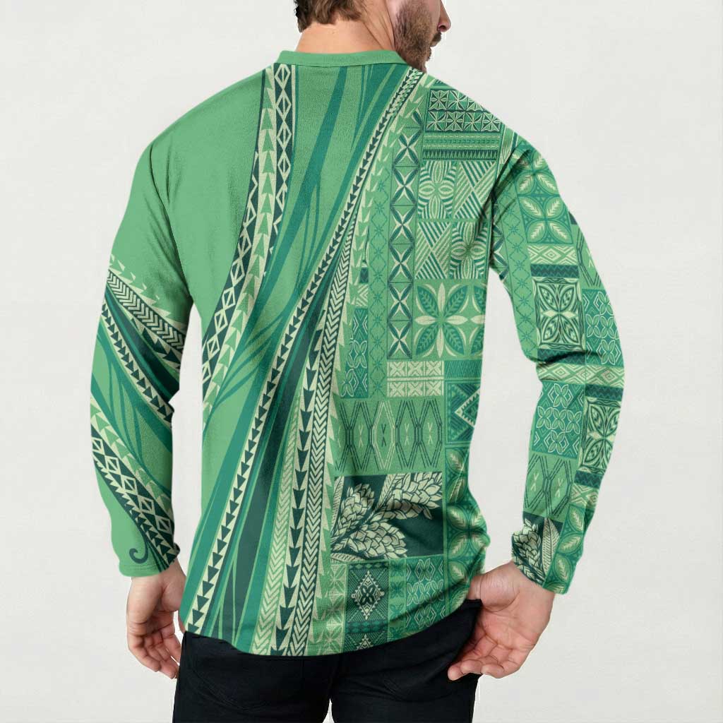 Pasifika Women's Day - Samoa Siapo Malu Tattoo Inspired Button Sweatshirt Jade LT7 - Polynesian Pride