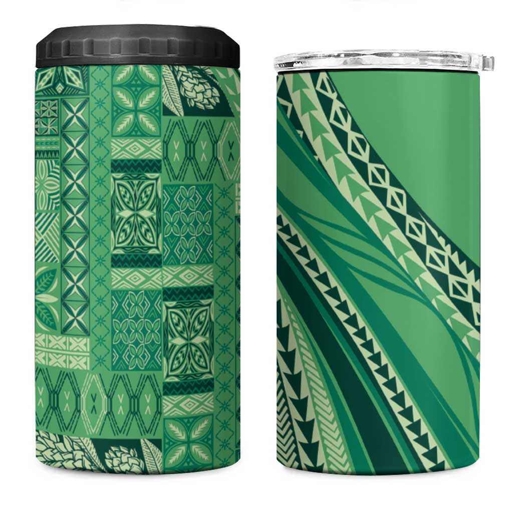 Pasifika Women's Day - Samoa Siapo Malu Tattoo Inspired 4 in 1 Can Cooler Tumbler Jade LT7 One Size: 16 oz Jade - Polynesian Pride