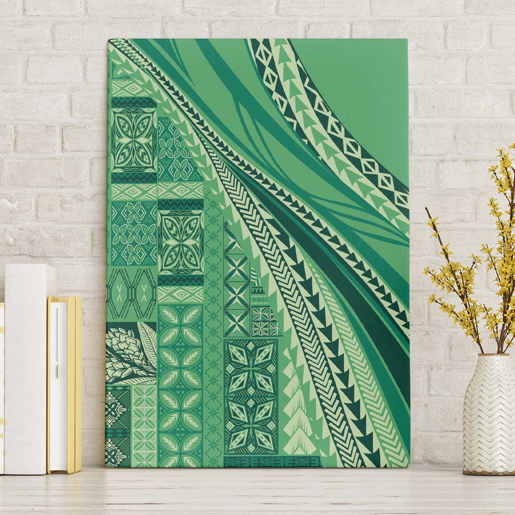 Pasifika Women's Day - Samoa Siapo Malu Tattoo Inspired Canvas Wall Art Jade LT7 Without Frame Jade - Polynesian Pride