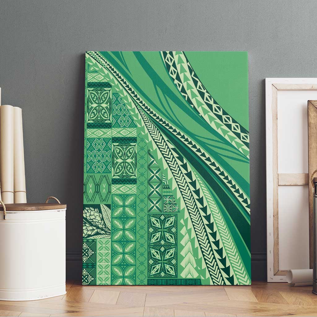 Pasifika Women's Day - Samoa Siapo Malu Tattoo Inspired Canvas Wall Art Jade LT7 - Polynesian Pride