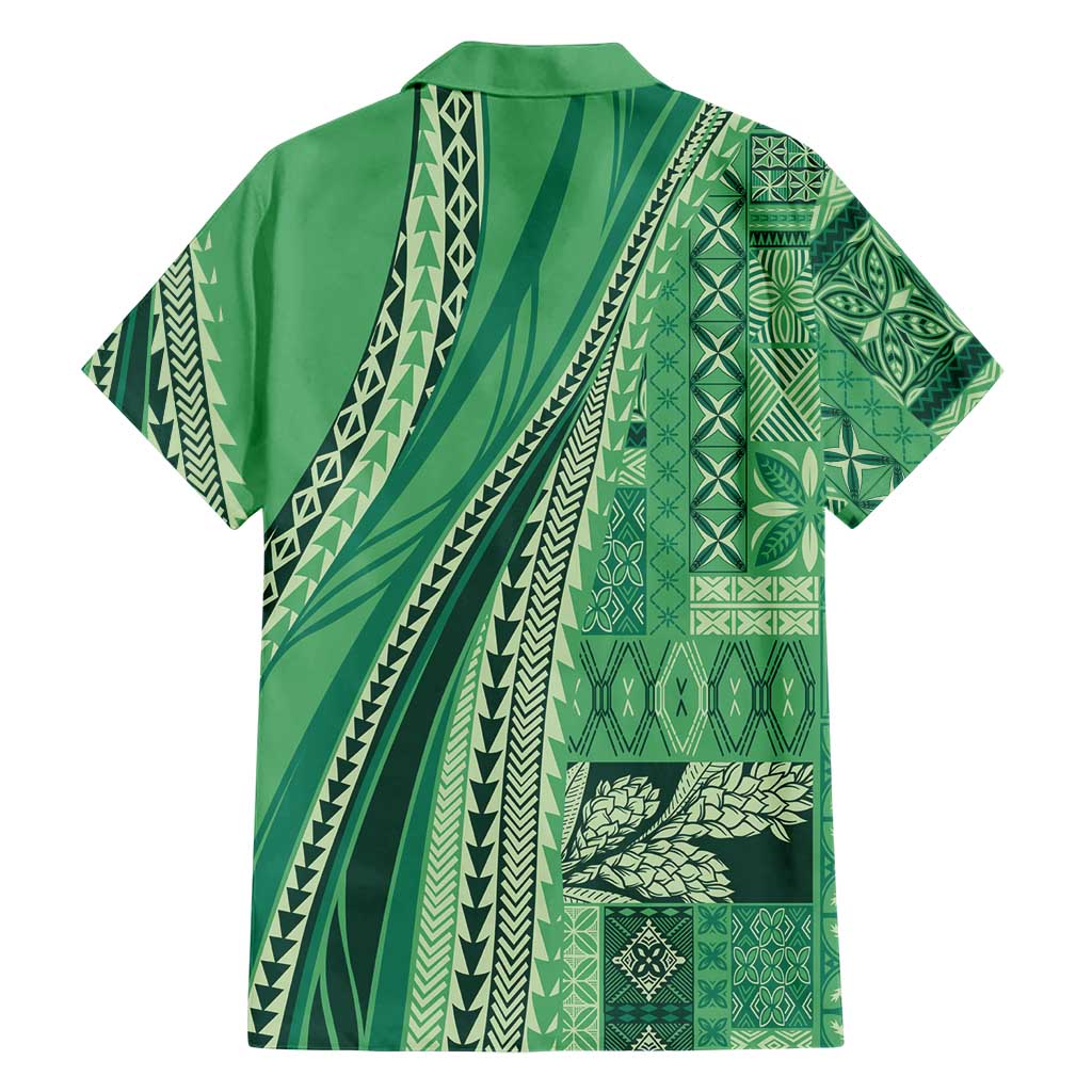 Pasifika Women's Day - Samoa Siapo Malu Tattoo Inspired Family Matching Off Shoulder Short Dress and Hawaiian Shirt Jade