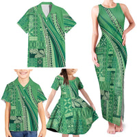 Pasifika Women's Day - Samoa Siapo Malu Tattoo Inspired Family Matching Tank Maxi Dress and Hawaiian Shirt Jade