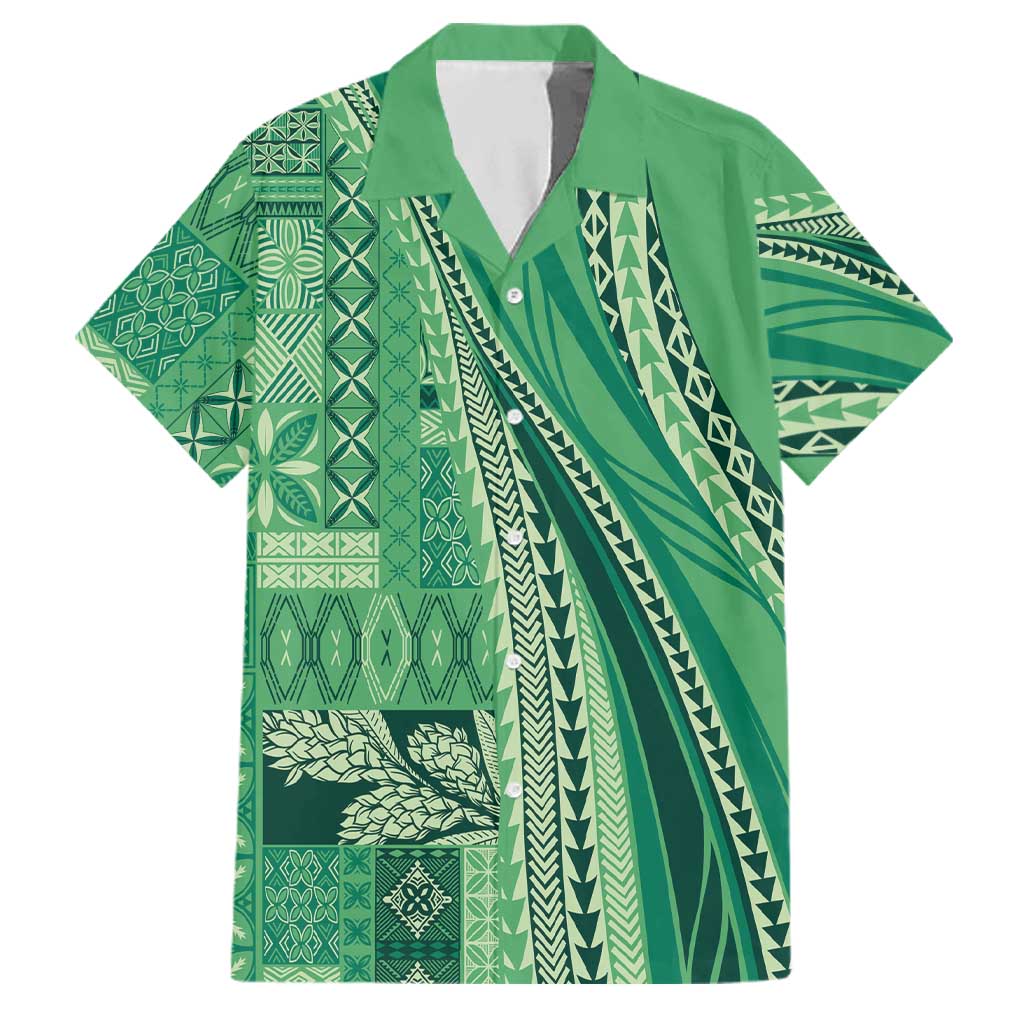 Pasifika Women's Day - Samoa Siapo Malu Tattoo Inspired Family Matching Tank Maxi Dress and Hawaiian Shirt Jade