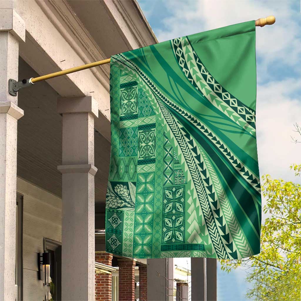 Pasifika Women's Day - Samoa Siapo Malu Tattoo Inspired Garden Flag Jade