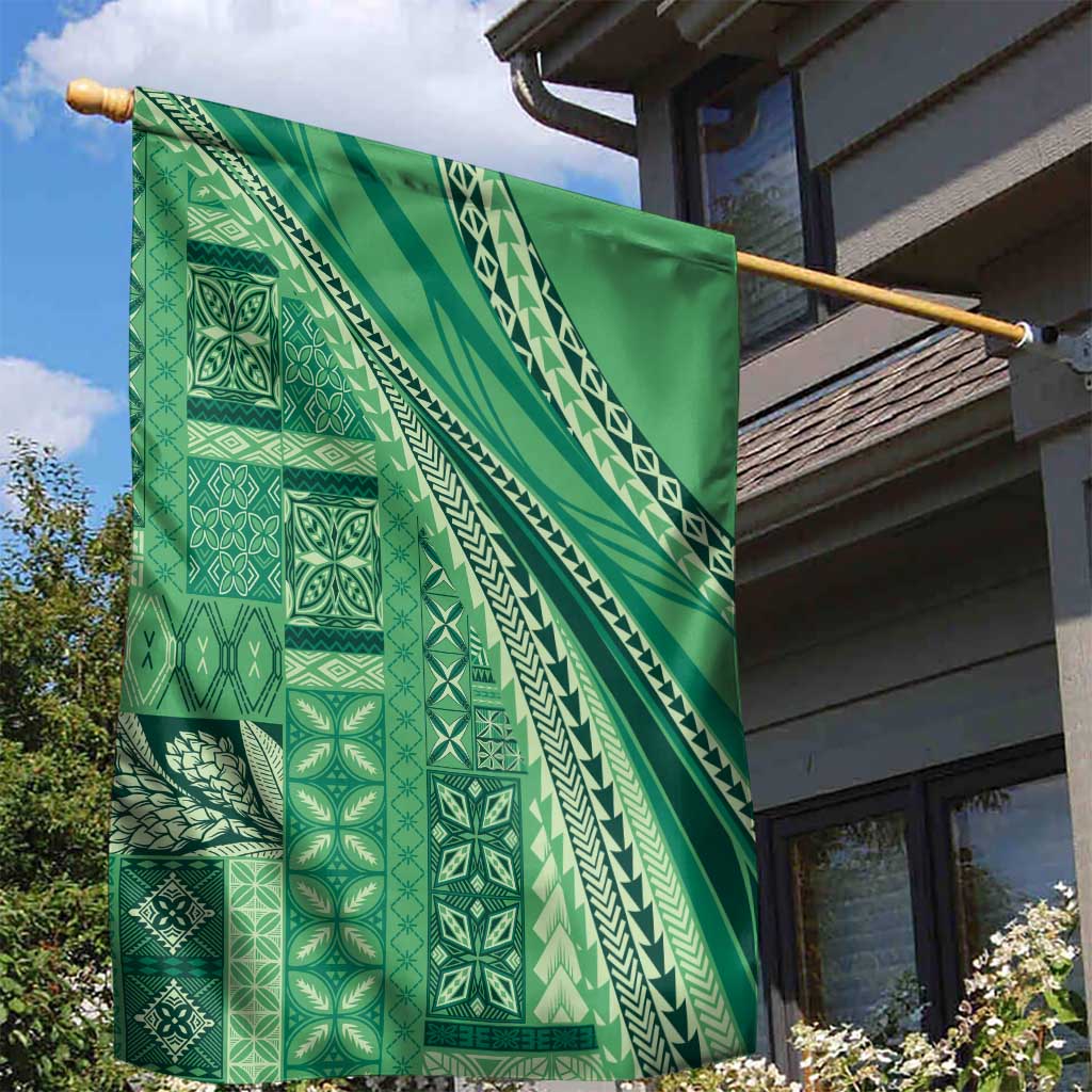 Pasifika Women's Day - Samoa Siapo Malu Tattoo Inspired Garden Flag Jade LT7 - Polynesian Pride