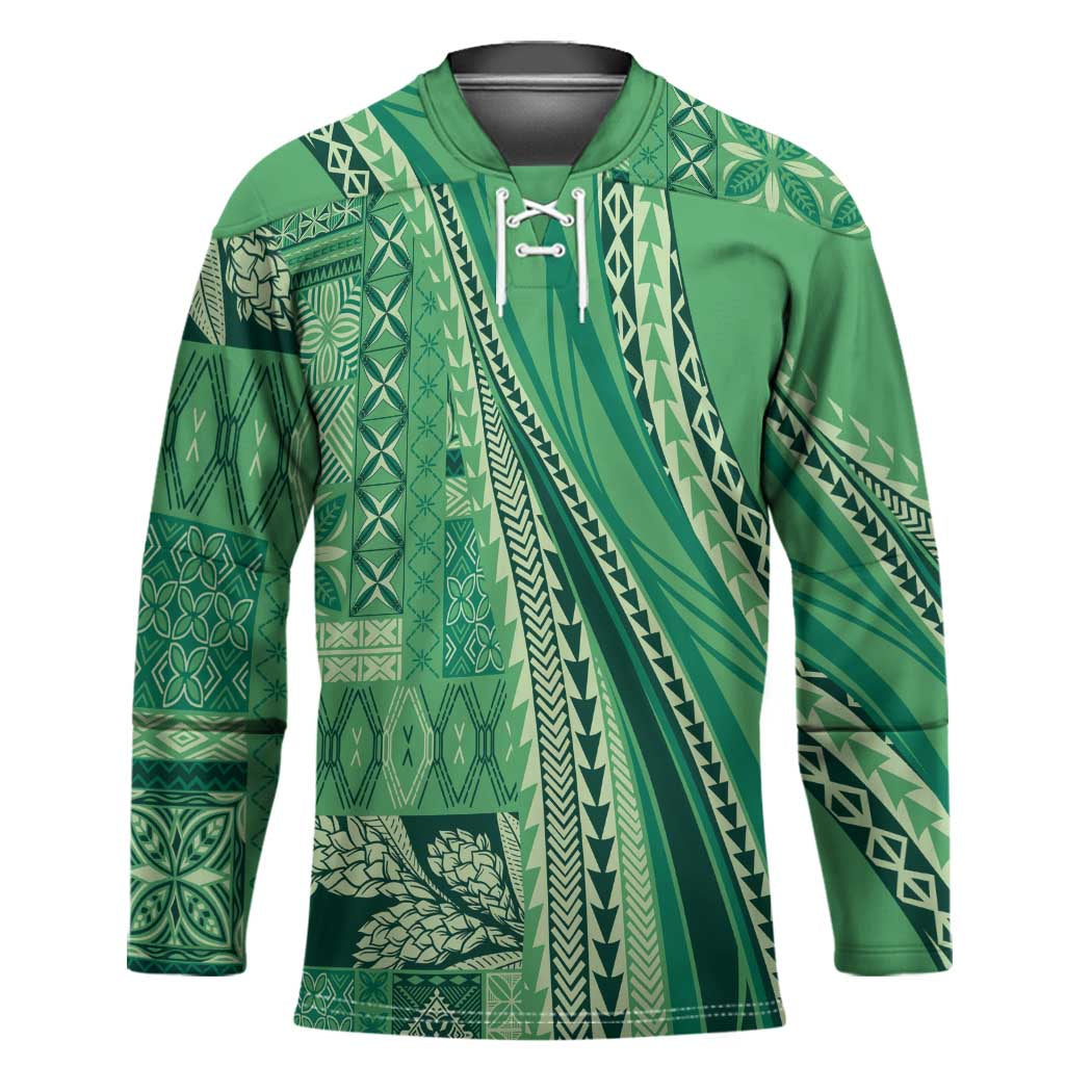 Pasifika Women's Day - Samoa Siapo Malu Tattoo Inspired Hockey Jersey Jade LT7 Unisex Jade - Polynesian Pride