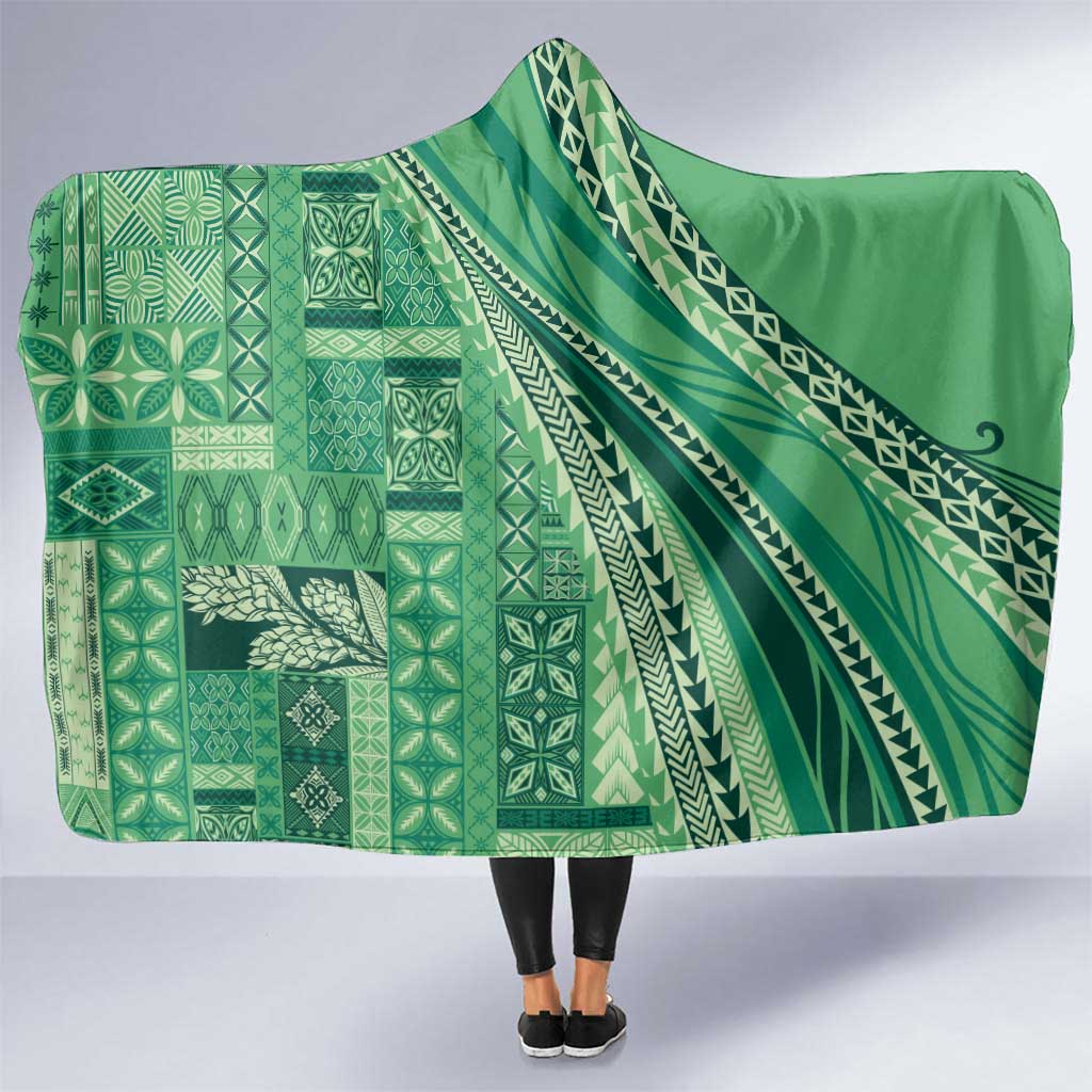 Pasifika Women's Day - Samoa Siapo Malu Tattoo Inspired Hooded Blanket Jade LT7 One Size Jade - Polynesian Pride