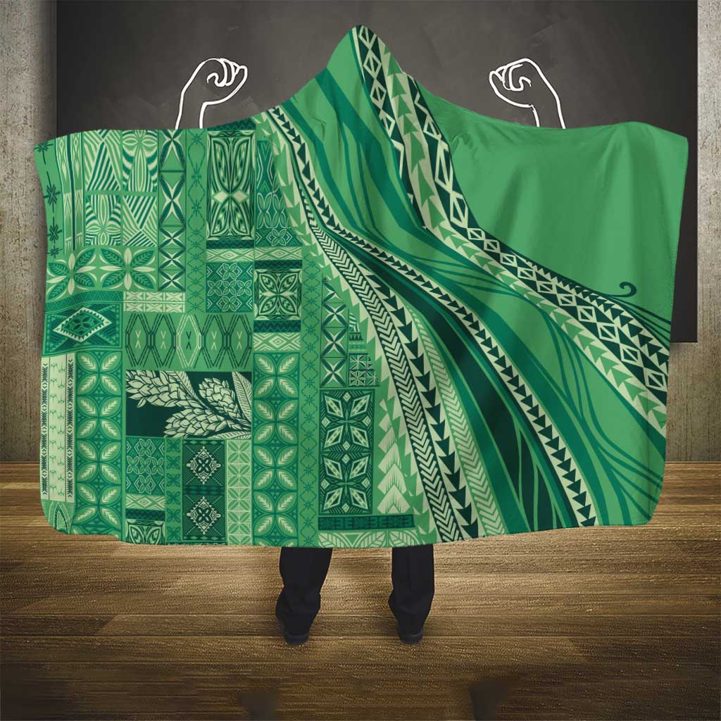Pasifika Women's Day - Samoa Siapo Malu Tattoo Inspired Hooded Blanket Jade LT7 - Polynesian Pride