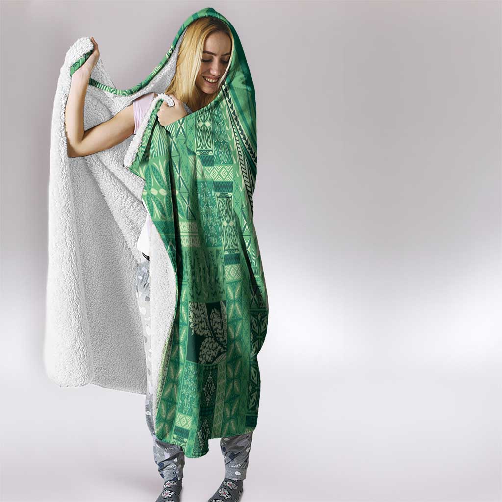 Pasifika Women's Day - Samoa Siapo Malu Tattoo Inspired Hooded Blanket Jade LT7 - Polynesian Pride