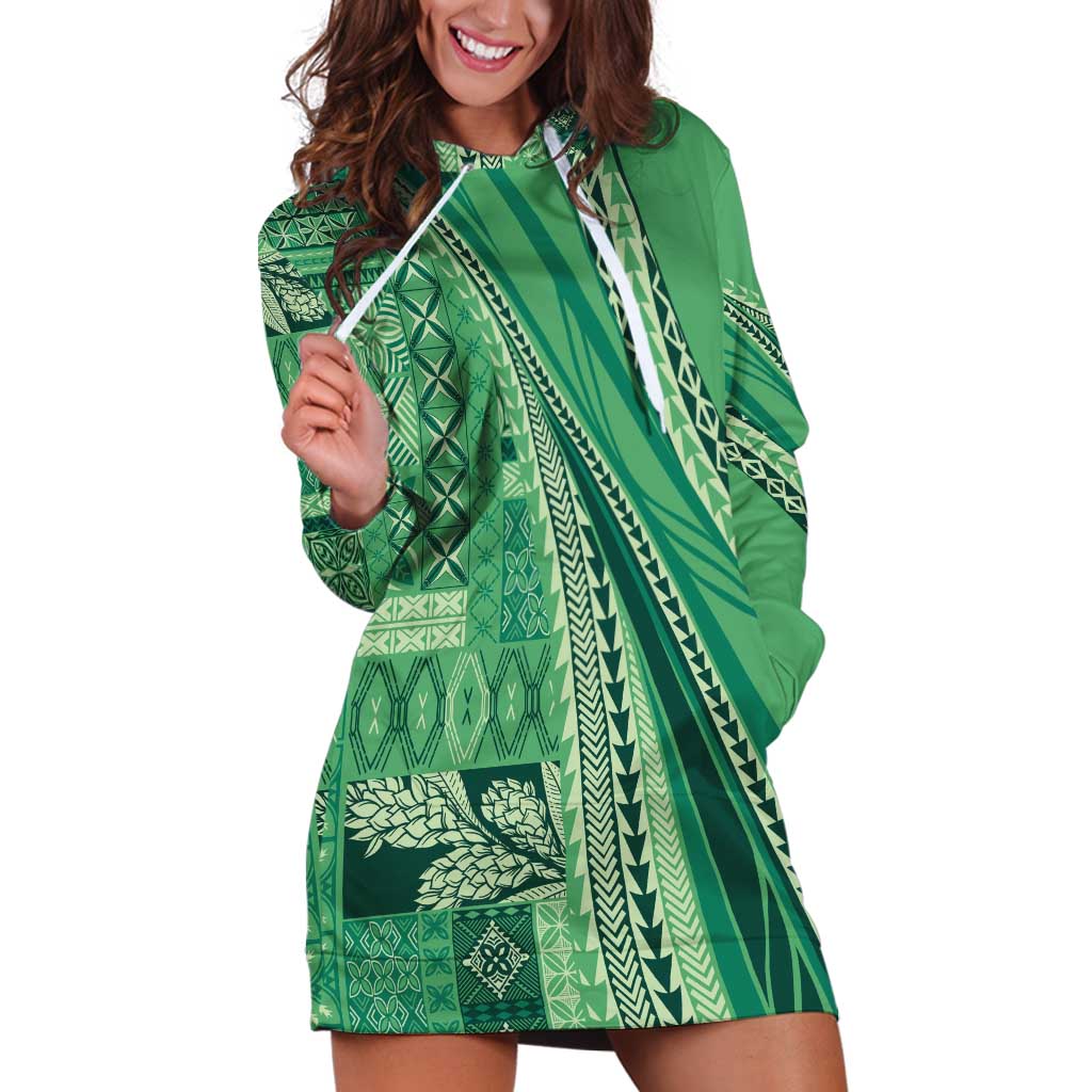 Pasifika Women's Day - Samoa Siapo Malu Tattoo Inspired Hoodie Dress Jade LT7 Jade - Polynesian Pride