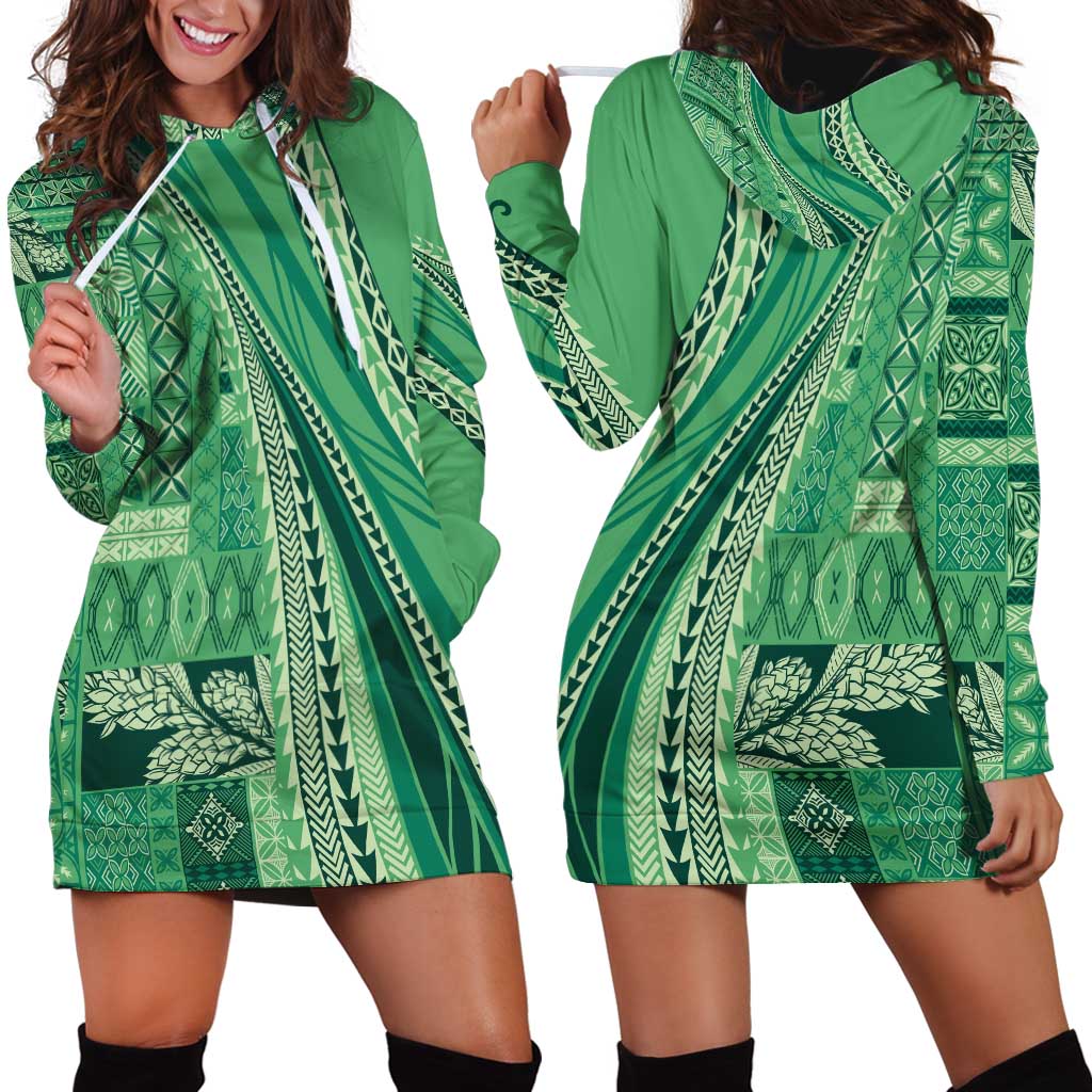 Pasifika Women's Day - Samoa Siapo Malu Tattoo Inspired Hoodie Dress Jade LT7 - Polynesian Pride