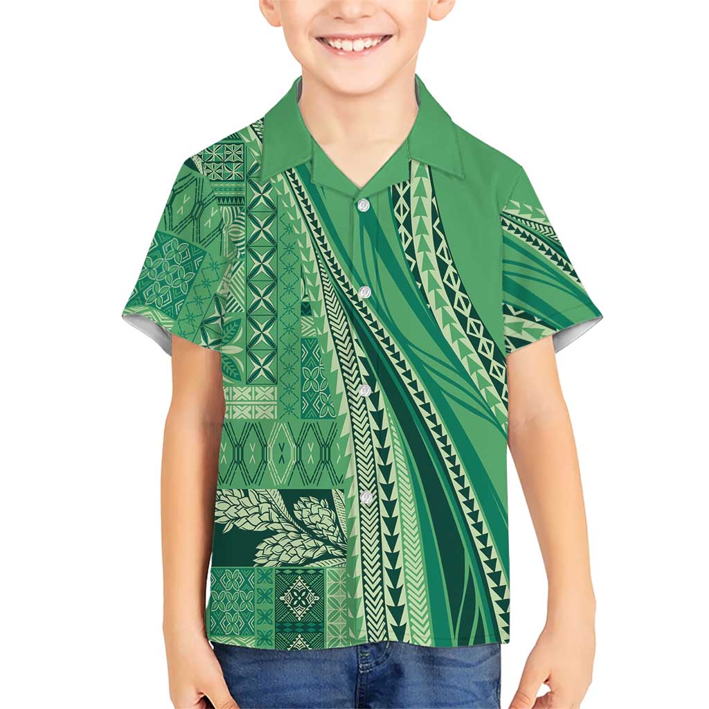 Pasifika Women's Day - Samoa Siapo Malu Tattoo Inspired Kid Hawaiian Shirt Jade
