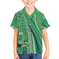 Pasifika Women's Day - Samoa Siapo Malu Tattoo Inspired Kid Hawaiian Shirt Jade