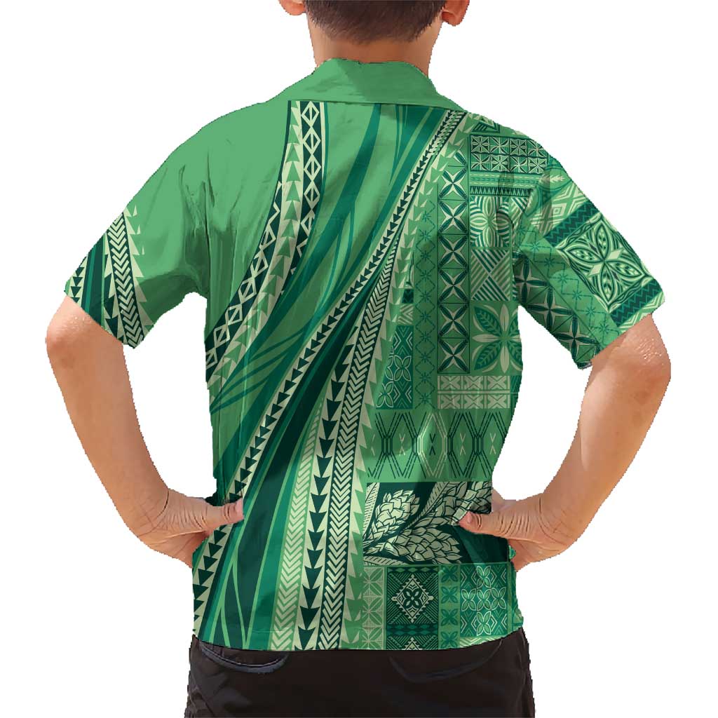Pasifika Women's Day - Samoa Siapo Malu Tattoo Inspired Kid Hawaiian Shirt Jade
