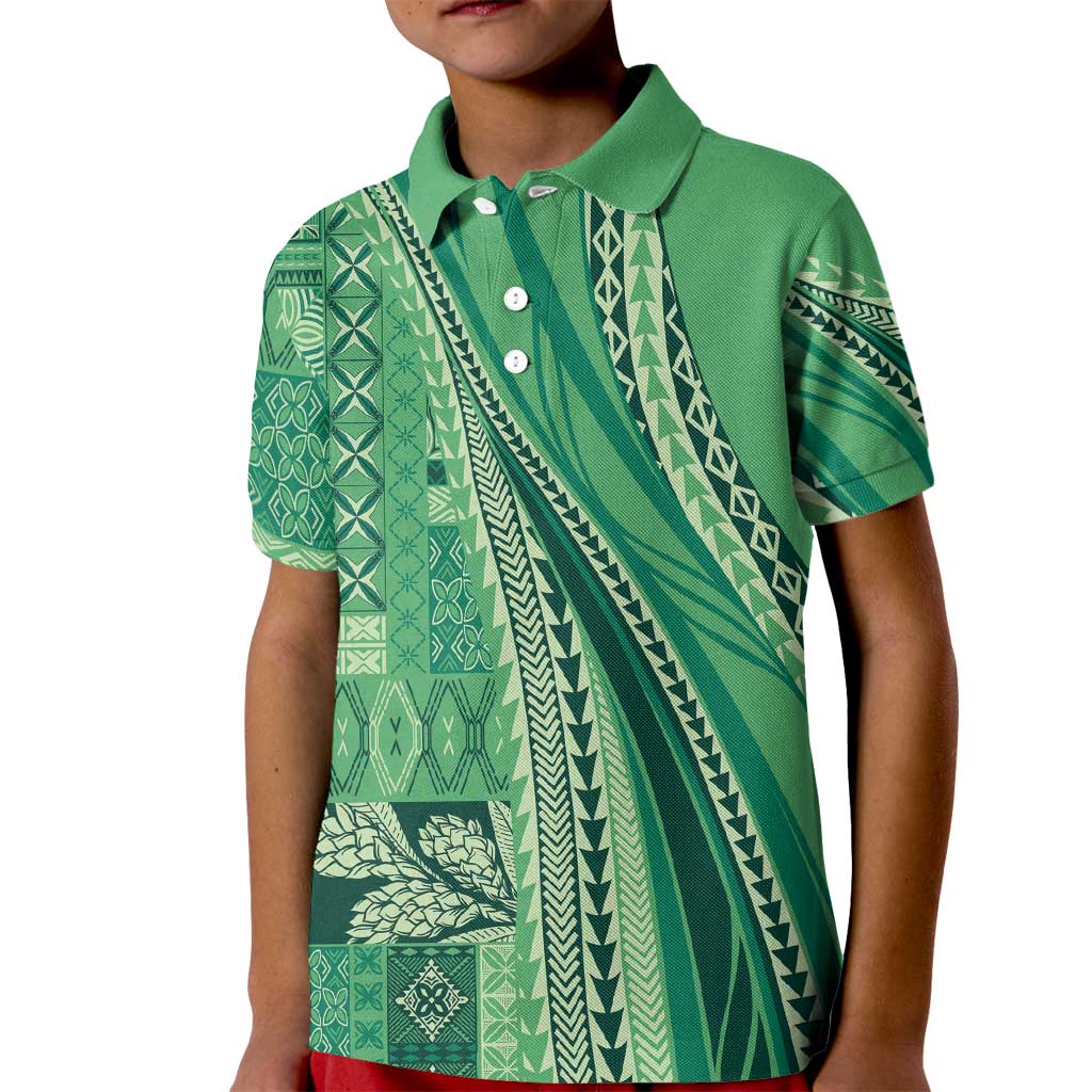 Pasifika Women's Day - Samoa Siapo Malu Tattoo Inspired Kid Polo Shirt Jade LT7 Kid Jade - Polynesian Pride