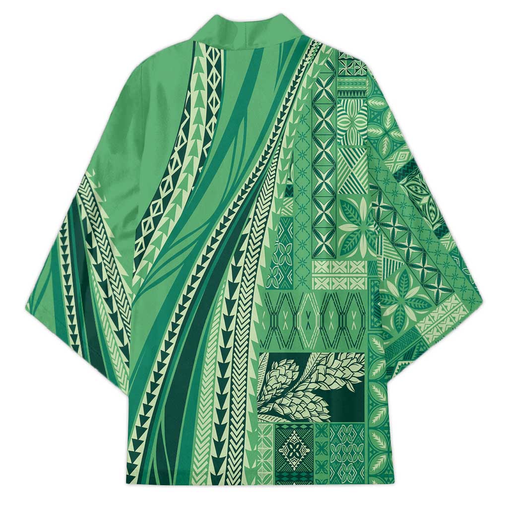Pasifika Women's Day - Samoa Siapo Malu Tattoo Inspired Kimono Jade LT7 - Polynesian Pride