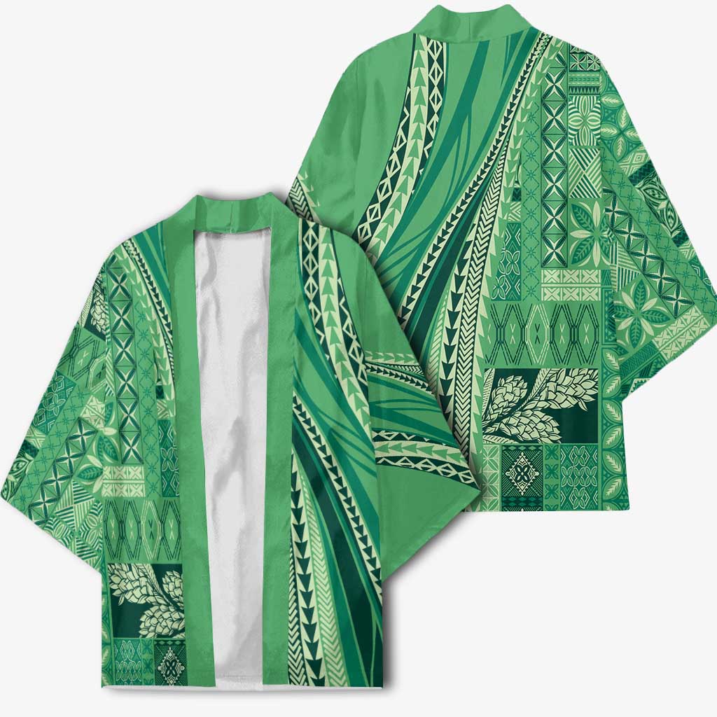 Pasifika Women's Day - Samoa Siapo Malu Tattoo Inspired Kimono Jade LT7 - Polynesian Pride