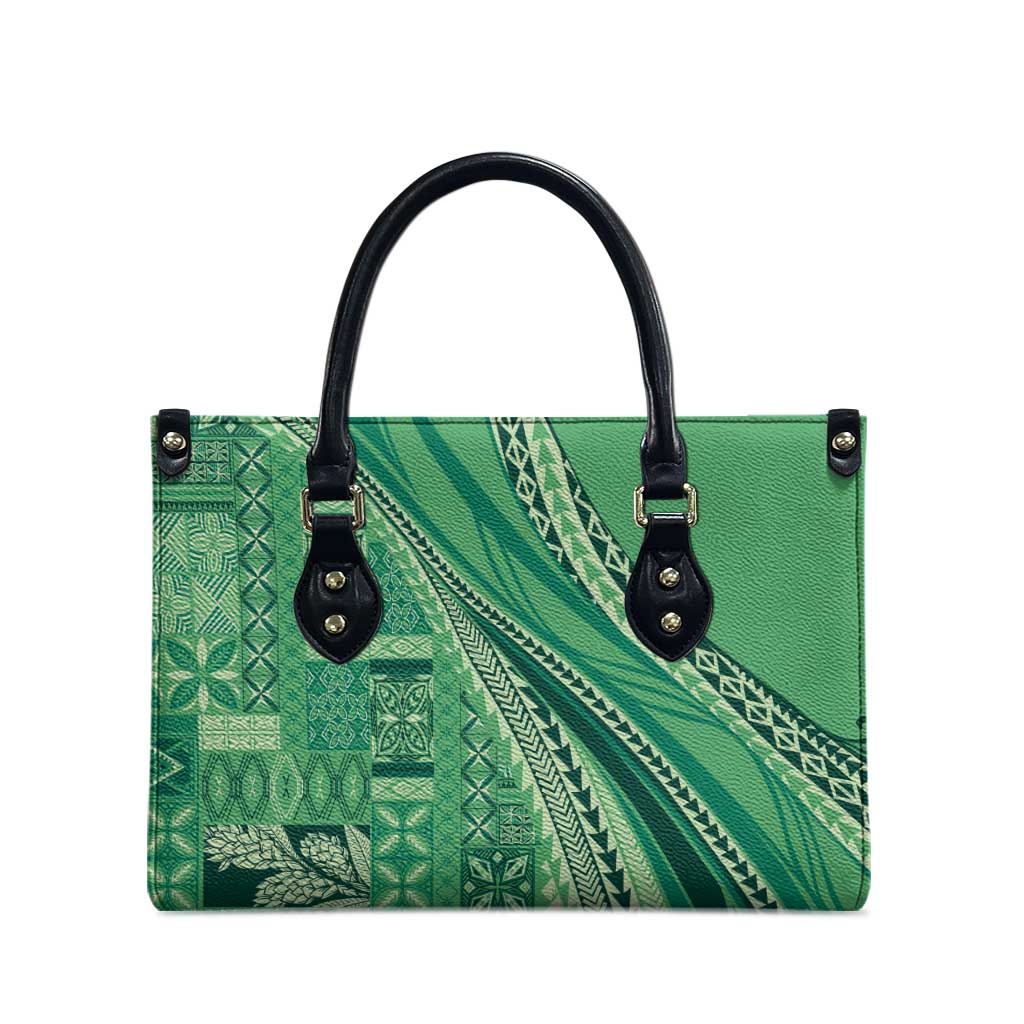 Pasifika Women's Day - Samoa Siapo Malu Tattoo Inspired Leather Bag Jade LT7 - Polynesian Pride