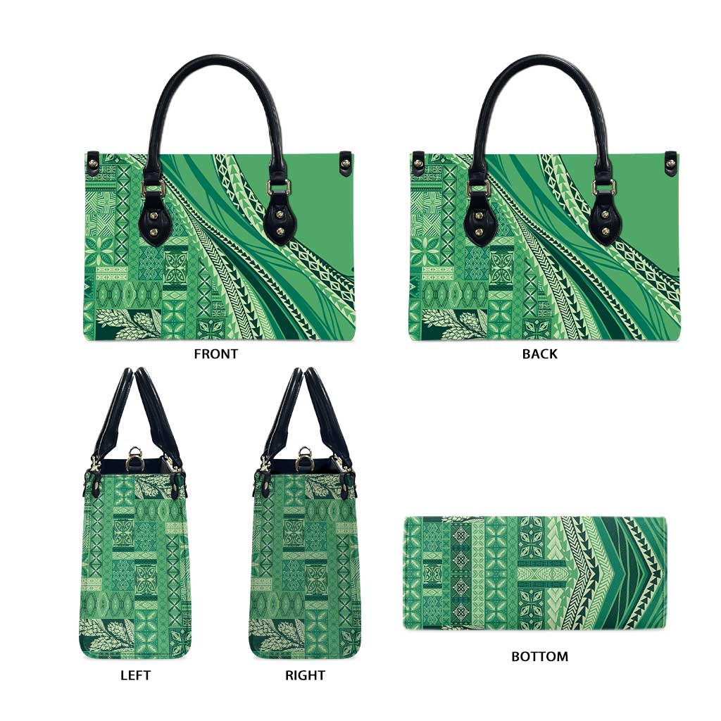 Pasifika Women's Day - Samoa Siapo Malu Tattoo Inspired Leather Bag Jade LT7 - Polynesian Pride