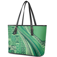 Pasifika Women's Day - Samoa Siapo Malu Tattoo Inspired Leather Tote Bag Jade LT7 - Polynesian Pride