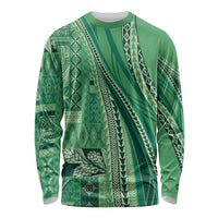 Pasifika Women's Day - Samoa Siapo Malu Tattoo Inspired Long Sleeve Shirt Jade LT7 Unisex Jade - Polynesian Pride