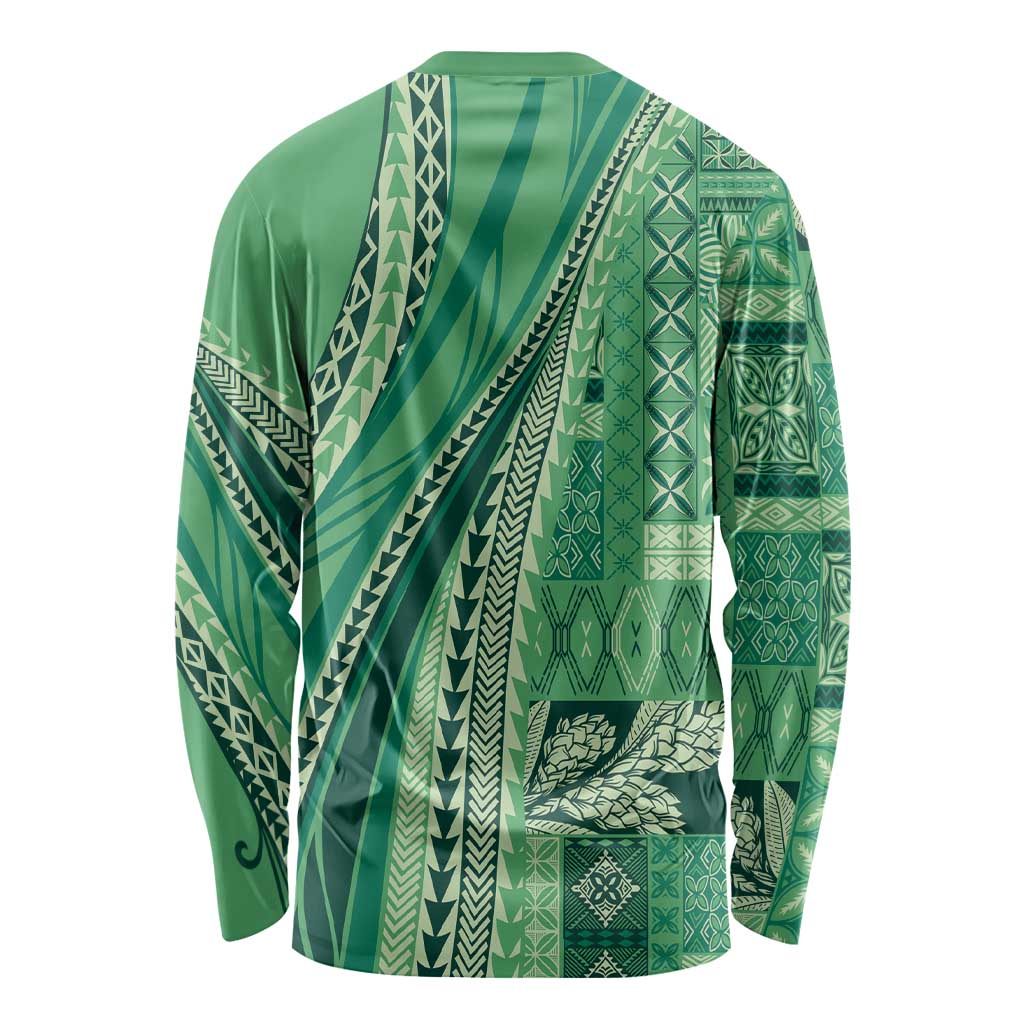 Pasifika Women's Day - Samoa Siapo Malu Tattoo Inspired Long Sleeve Shirt Jade LT7 - Polynesian Pride