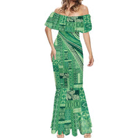 Pasifika Women's Day - Samoa Siapo Malu Tattoo Inspired Mermaid Dress Jade LT7 - Polynesian Pride