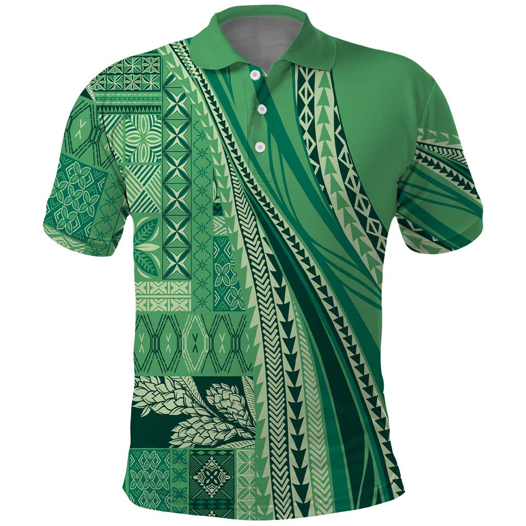 Pasifika Women's Day - Samoa Siapo Malu Tattoo Inspired Polo Shirt Jade