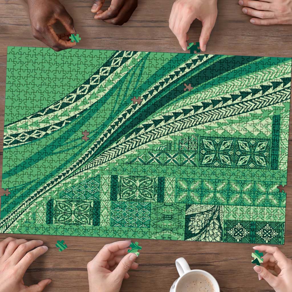 Pasifika Women's Day - Samoa Siapo Malu Tattoo Inspired Puzzle Jade